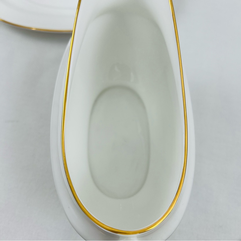 NWT!! Lenox Vintage Margaret Print Gravy Boat and Underplate Green White - Picture 3 of 10